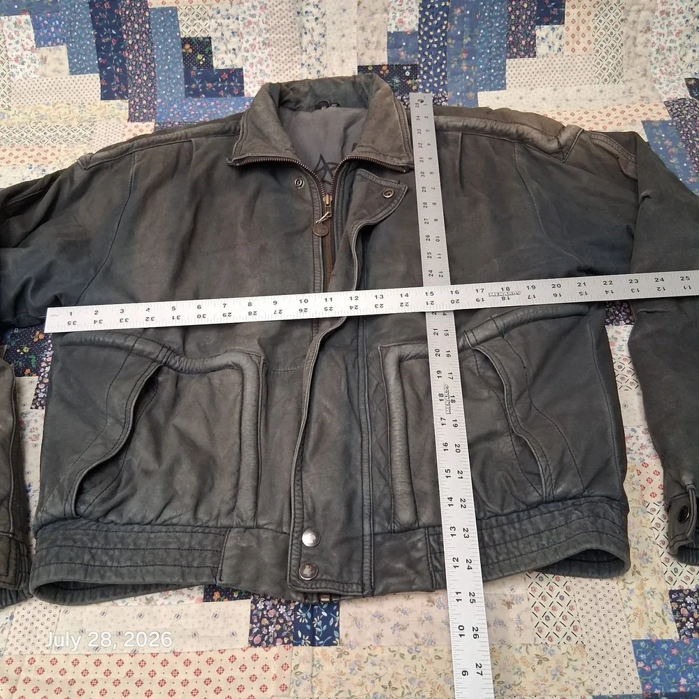 Vintage U2 Wear Me Out Leather Bomber Jacket Mens 40 M Blue Flight Aviator